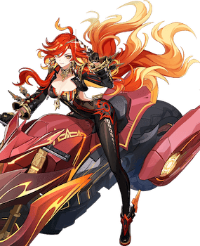 Genshin Impact Mavuika character artwork showing the SS-tier Pyro Claymore user