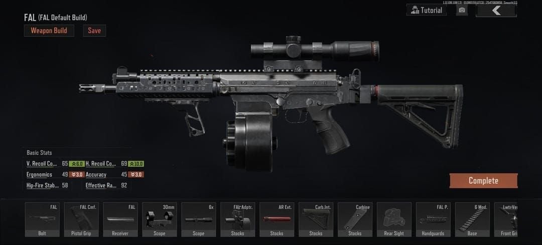 Arena Breakout S-Tier FAL weapon assembly screenshot