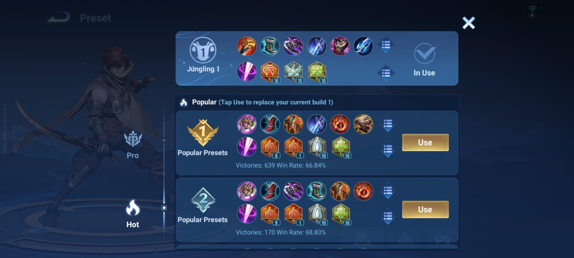 Lam's recommended item build in Honor of Kings