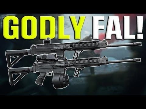 Arena Breakout FAL rifle with attachments assembled