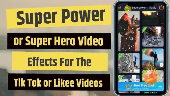 Step-by-step guide screenshot of Superpower effect on Likee gaming clip