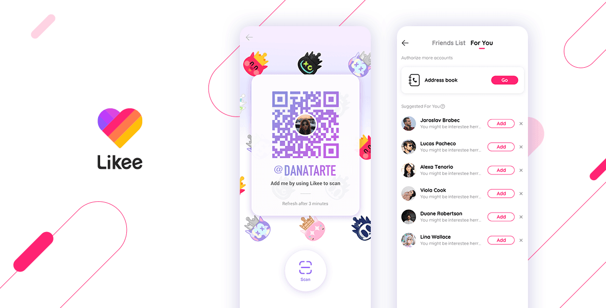 Likee app search and explore interface