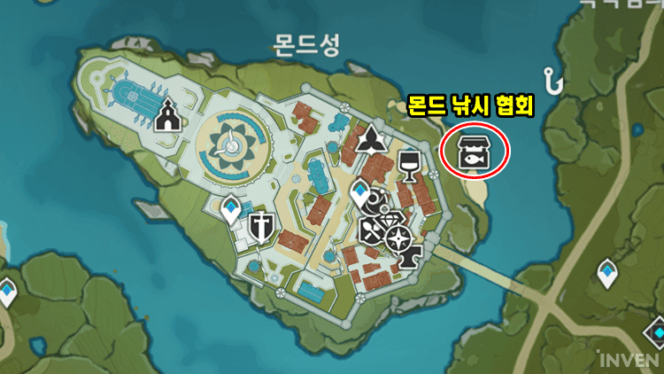 원신 몬드 낚시 협회 지도