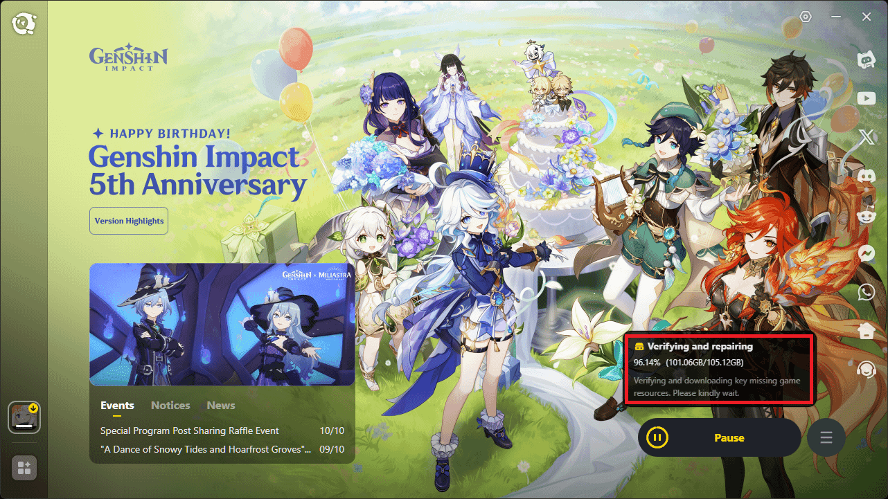 원신 PC와 모바일 용량 비교 그래프