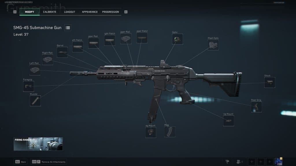 Delta Force SMG-45 budget loadout with suppressor and extended barrel