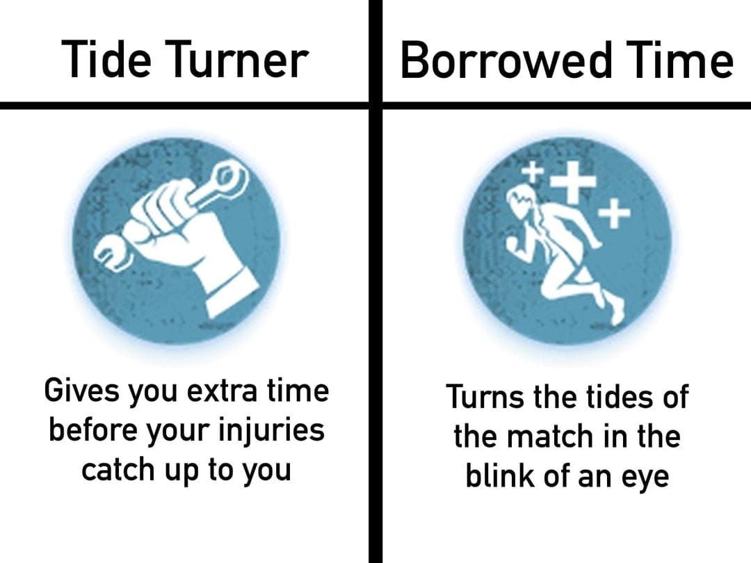Identity V '129' build interface with Flywheel, Borrowed Time, and Knee Jerk