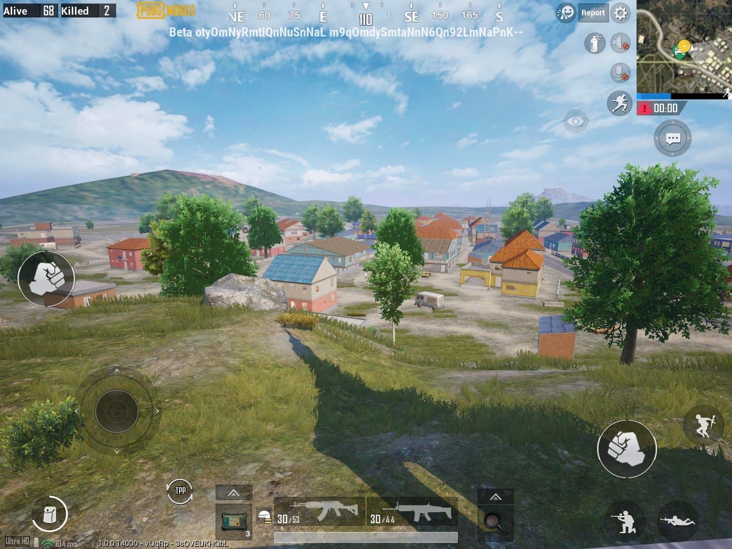 PUBG Mobile screenshot of intense Pochinki hot drop action