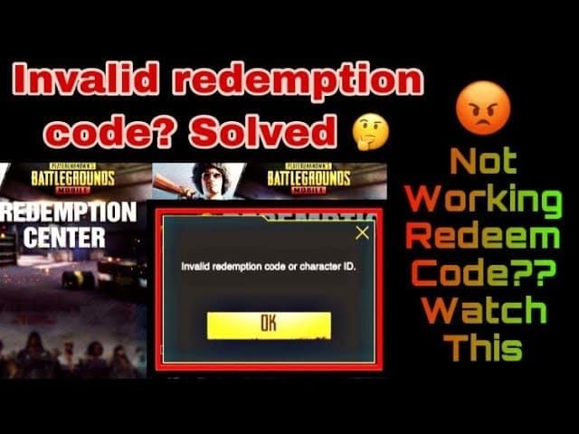 PUBG Mobile invalid redeem code error screen