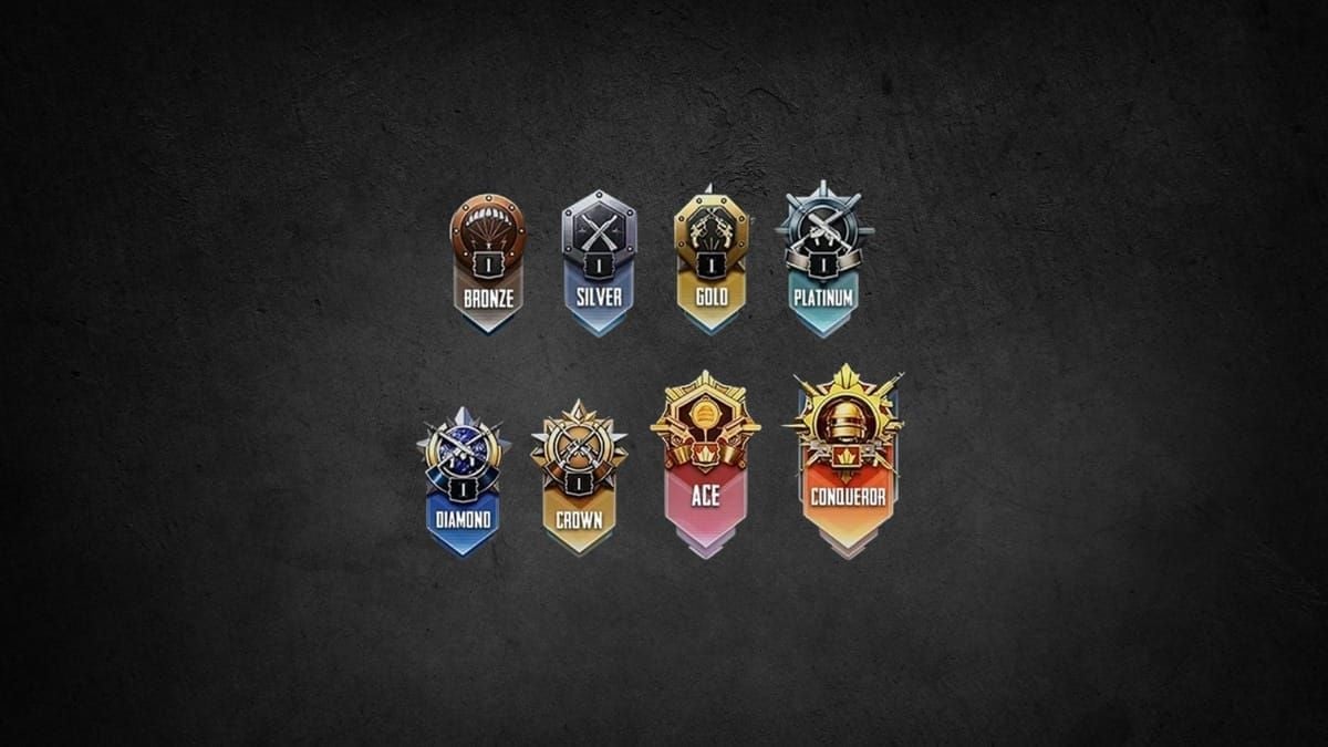 PUBG Mobile rank ladder chart showing RP thresholds for Bronze to Conqueror