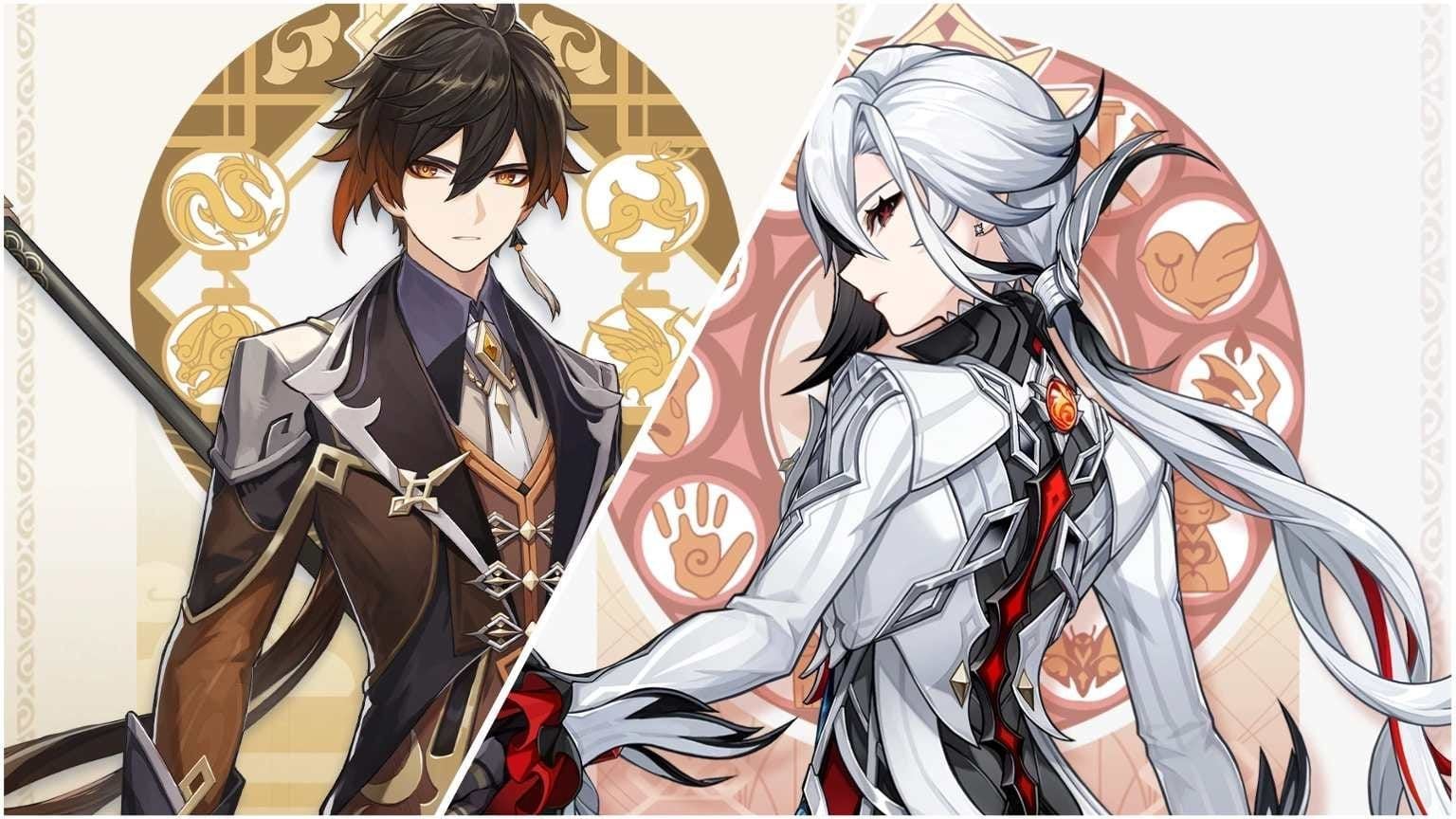 Genshin Impact Arlecchino and Zhongli vs Durin and Venti comparison chart