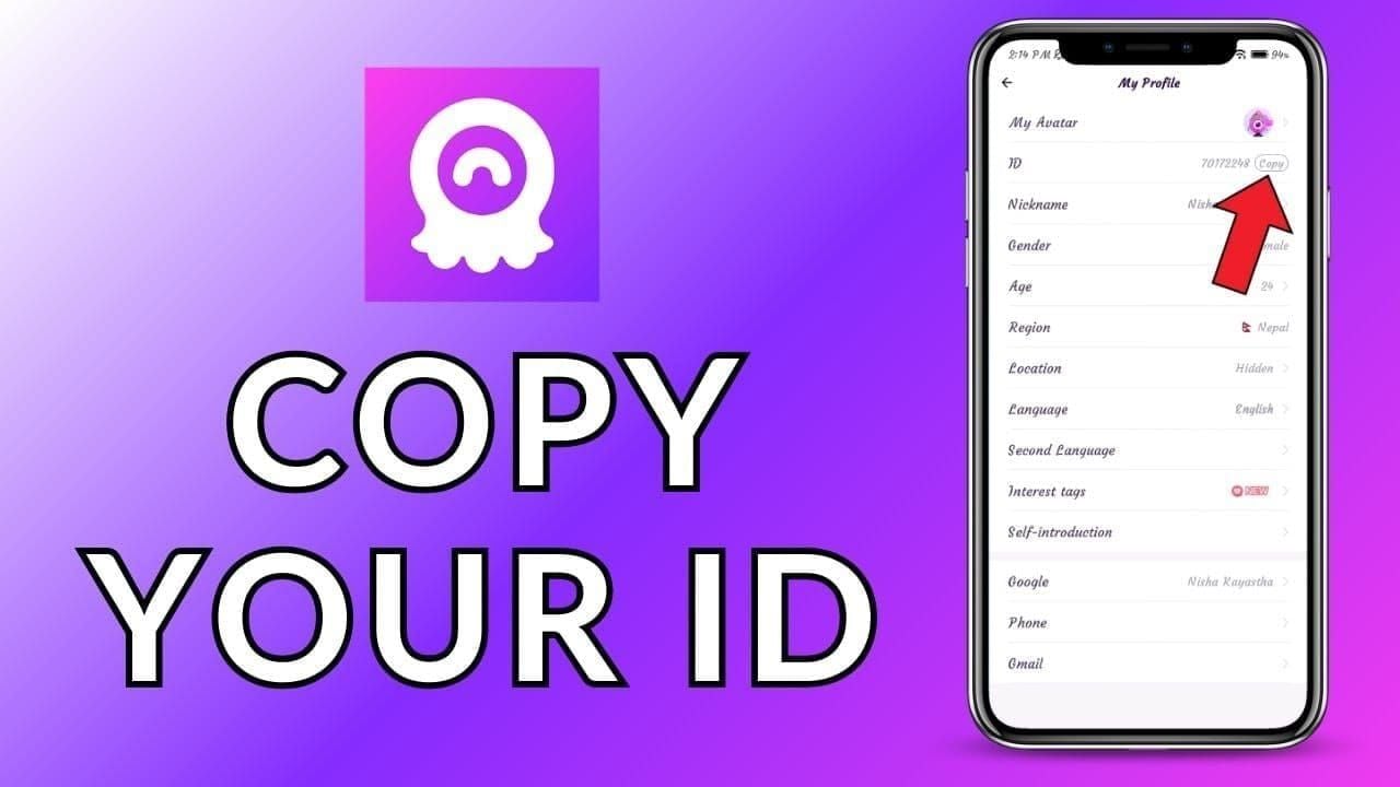 Guide to finding User ID and evidence in Chamet profile settings