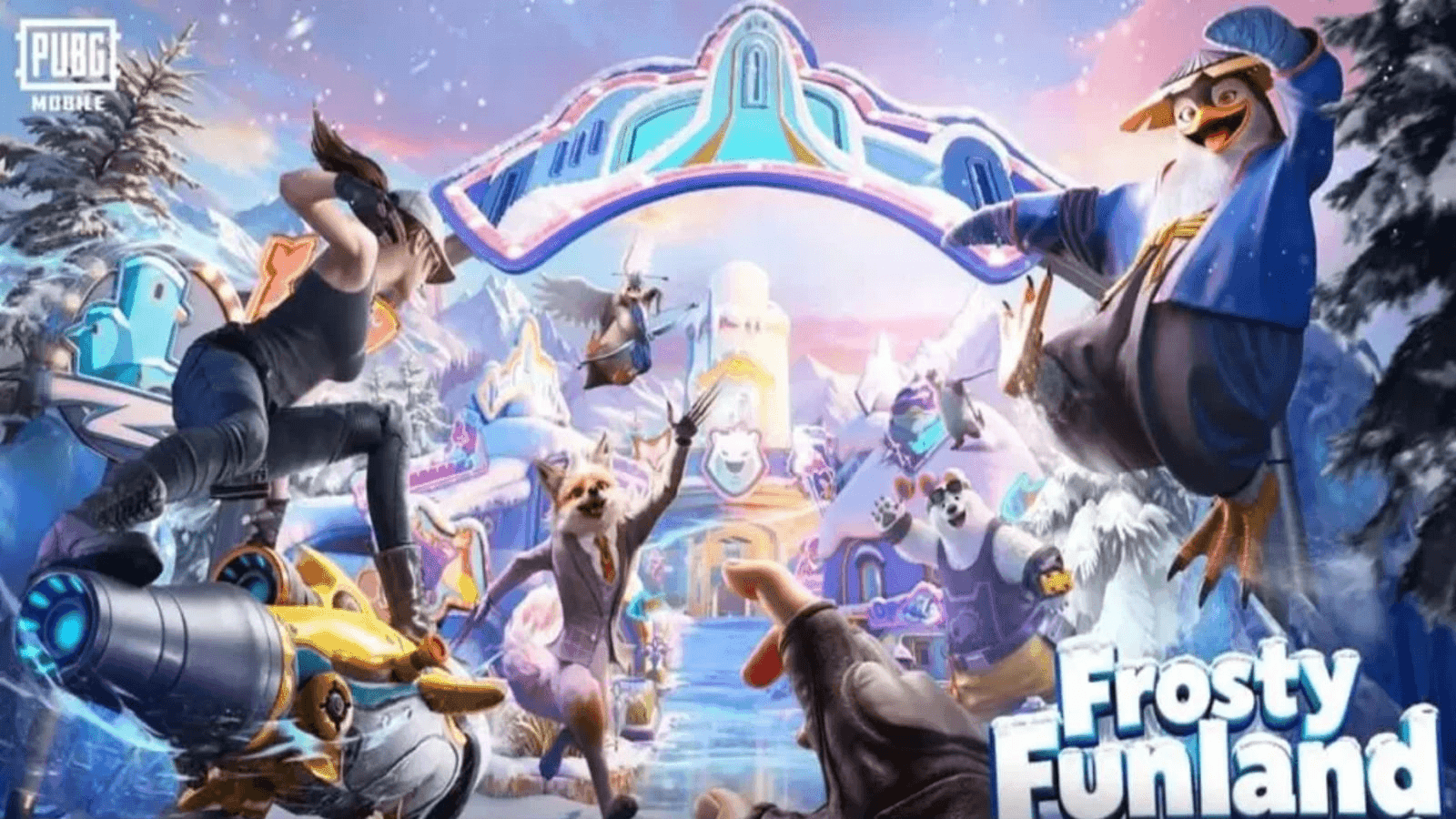 PUBG Mobile screenshot of Penguinville hot drop zone in Frosty Funland