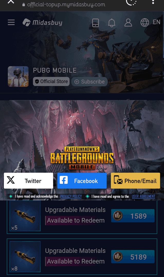 Comparison of PUBG Mobile official and fake redeem sites