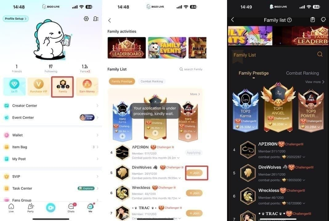 Bigo Live interface for tracking host hours in Creator Center Calendar