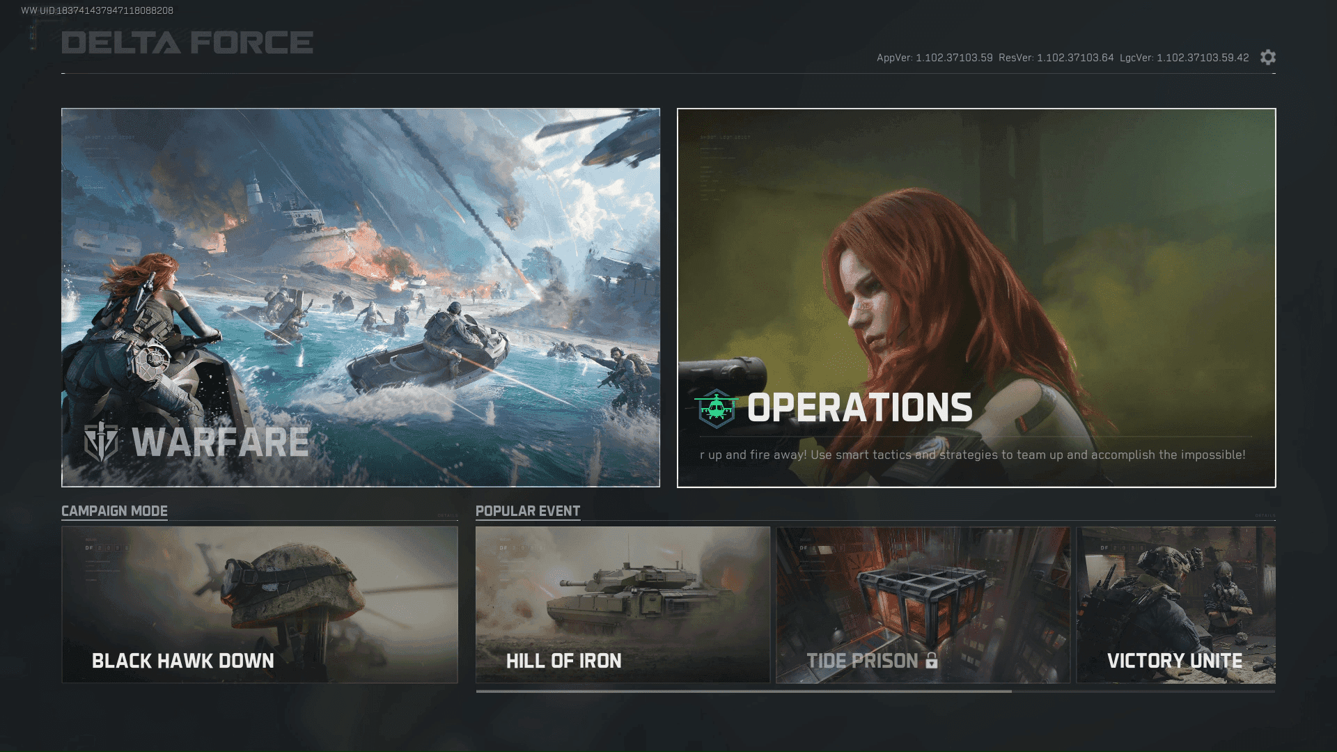 Delta Force in-game interface with potential overlay triggers for false bans