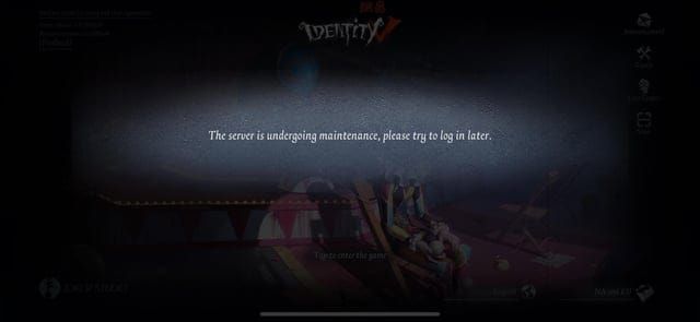 Identity V Nov 6 hotfix announcement screen