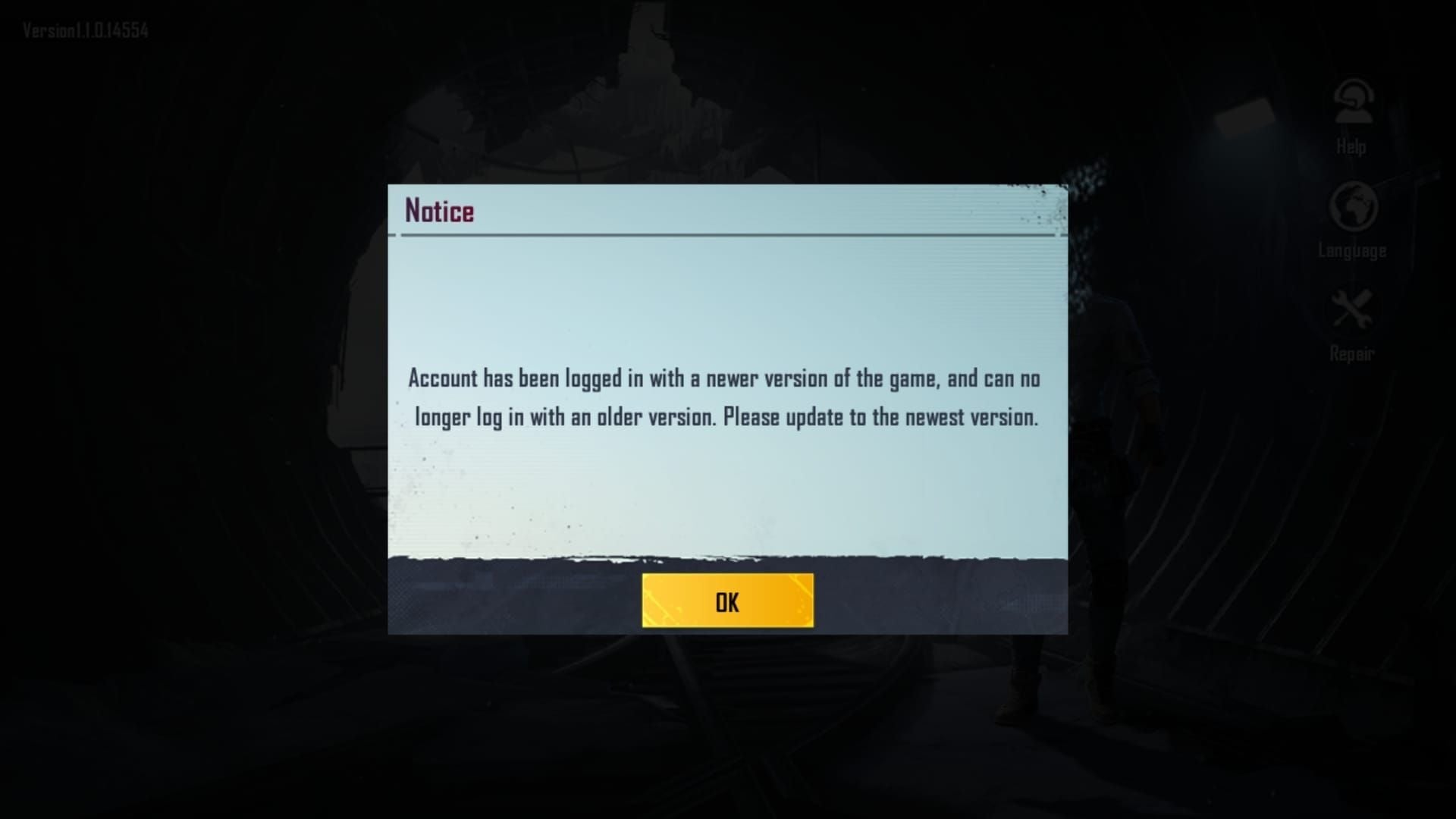PUBG Mobile login error interface with codes 0, 1, 5