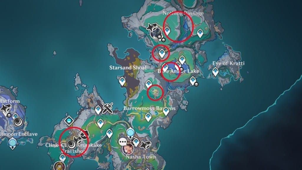 Natlan overworld map for Portable Bearings in Genshin Impact