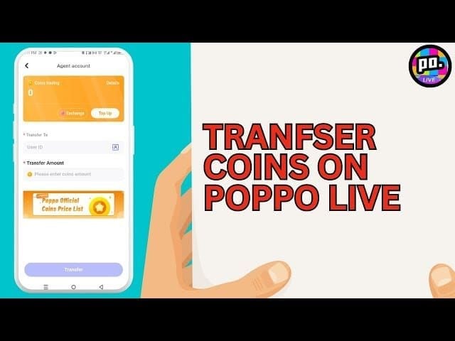 Poppo Live Coin Trading transfer interface screenshot
