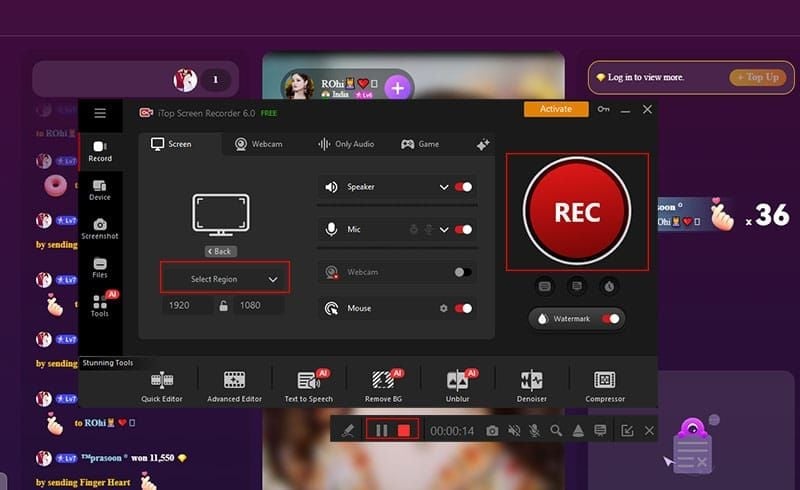 Chamet chat export and logs screenshot