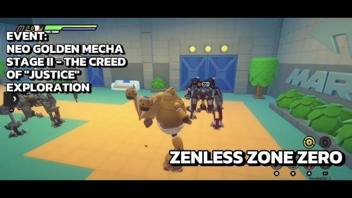 Screenshot of Neo Golden Mecha Panda Stage in Zenless Zone Zero