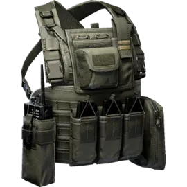 Arena Breakout chest-rig loadout with KN cl3 armor, RAP vest, winter backpack, and headset