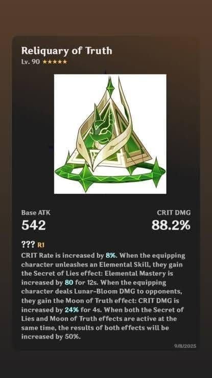 Genshin Impact weapons for Nefer including Reliquary of Truth