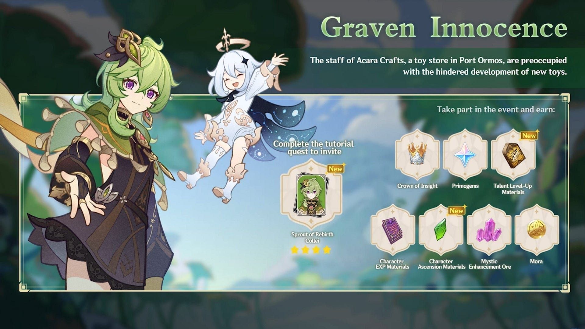 Collei and rewards from full Fieldwise Center clear in Genshin Impact