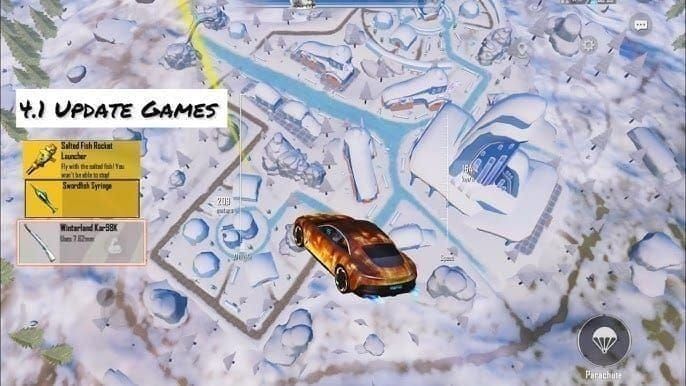PUBG Mobile Penguinville map showing high-value landing spots and routes