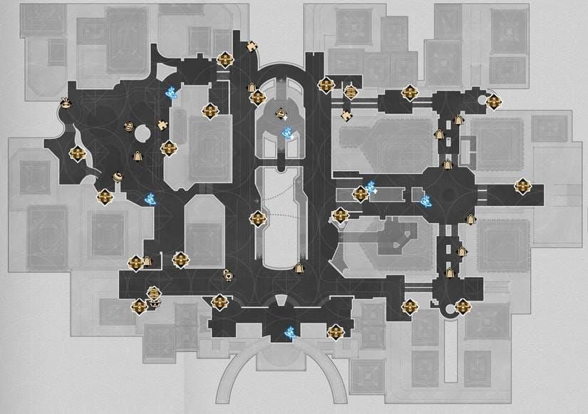 Honkai Star Rail open-world map of Penacony highlighting texture-heavy areas