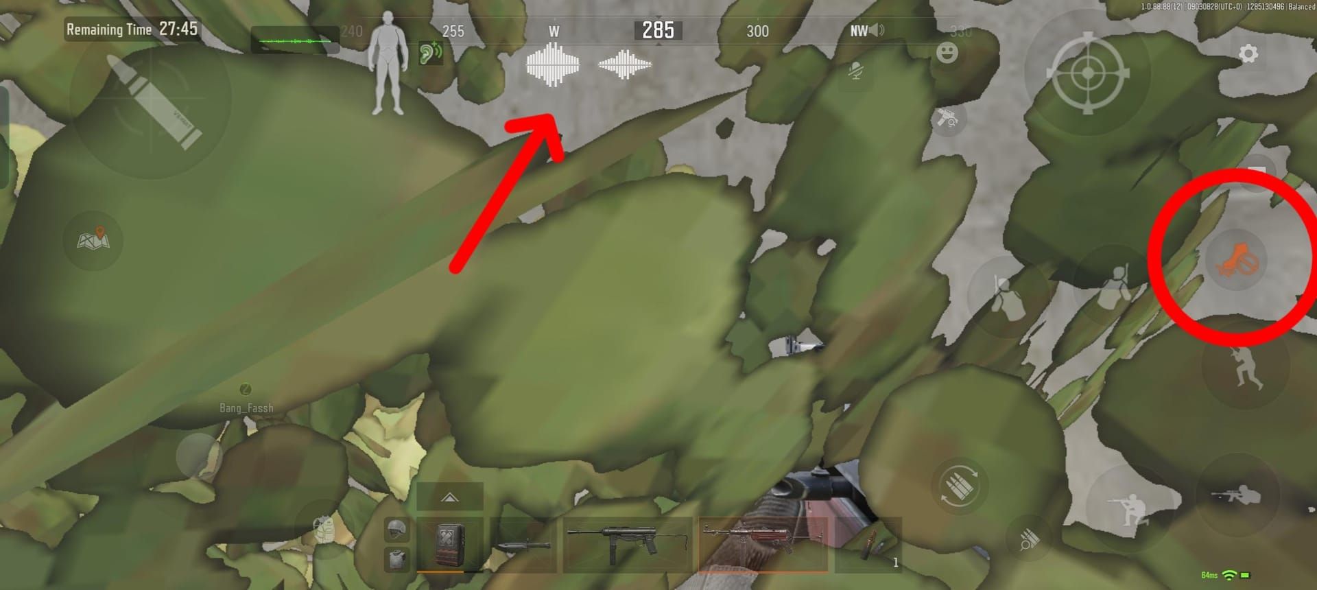 Screenshot of maxed footstep volume in Arena Breakout during crouch-walk