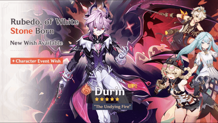 Genshin Impact 6.2 Phase 1 banner with Durin, Venti, and Jahoda