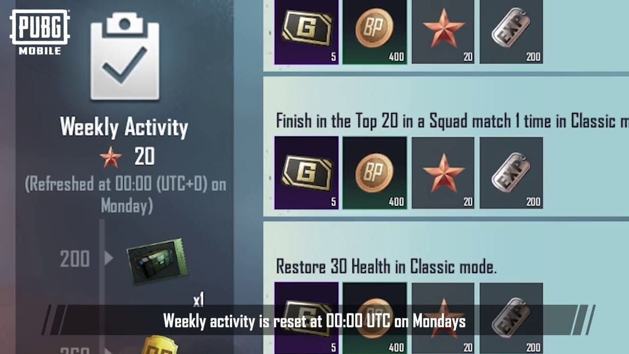 PUBG Mobile Royale Pass daily tasks interface
