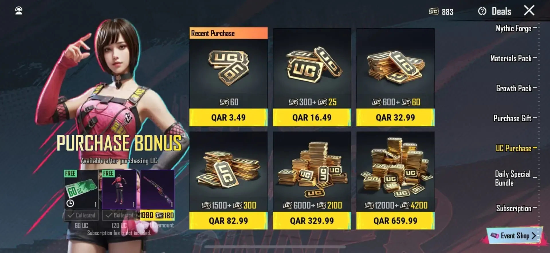 Porównanie pakietów UC w PUBG Mobile