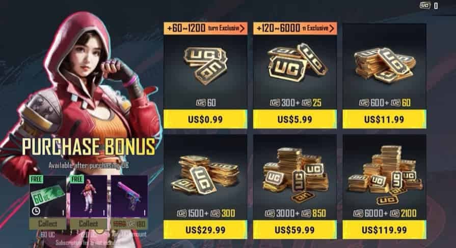 Promoții UC A14 cu skins în PUBG Mobile 2025