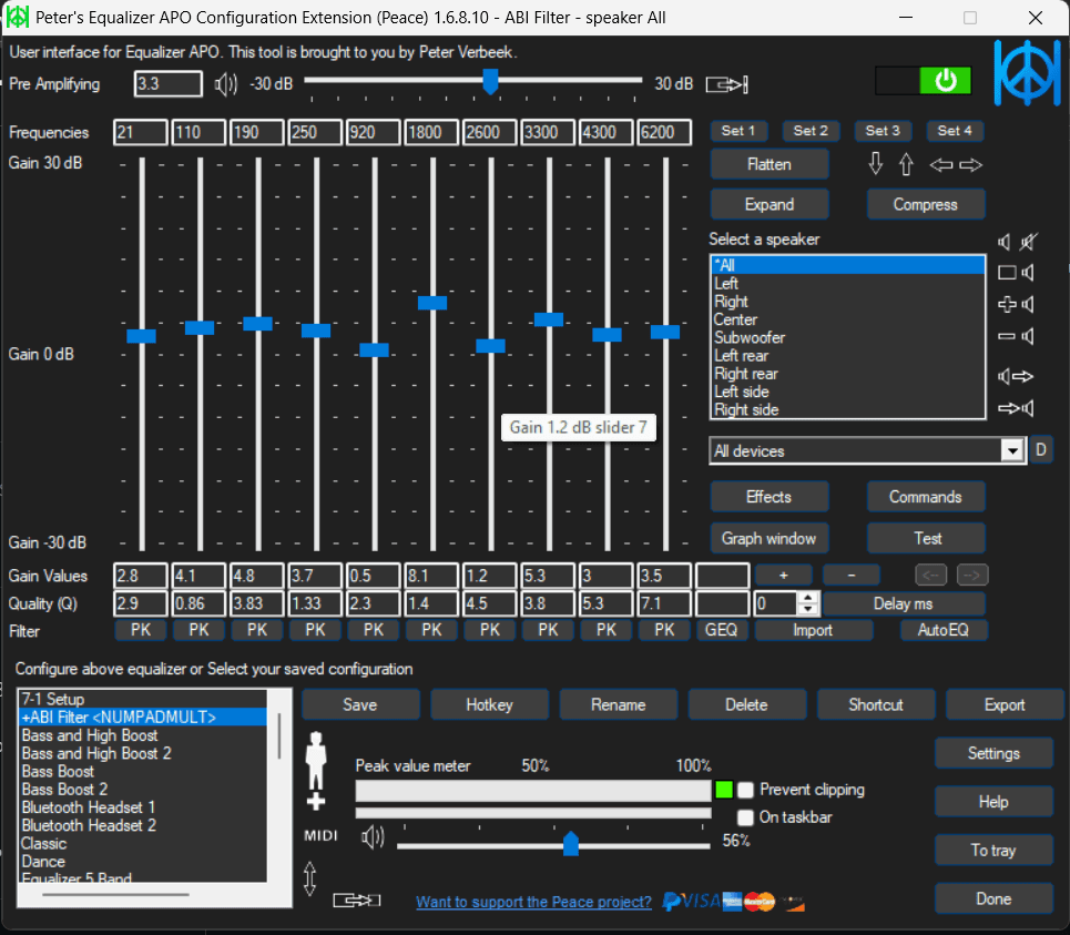 Arena Breakout equalizer settings with 1.4-1.8kHz boost