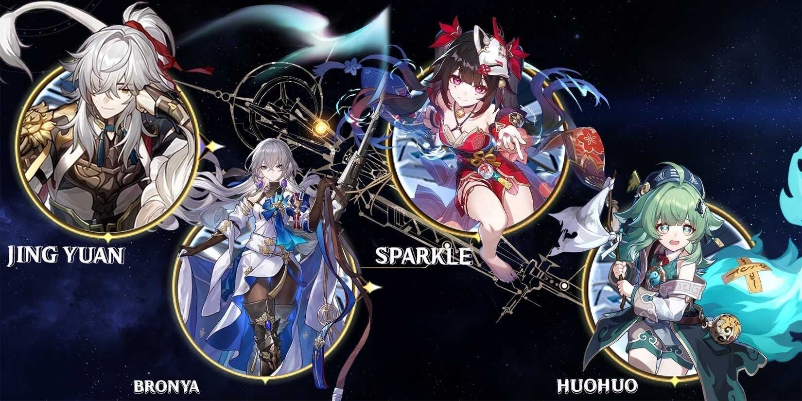 Honkai Star Rail team screenshot with Sparkle, Jing Yuan, and FUA units