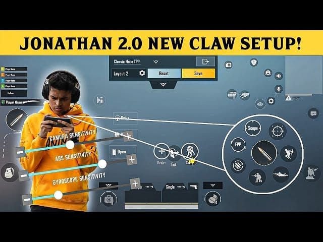 Pro gracz Jonathan w PUBG Mobile z claw grip