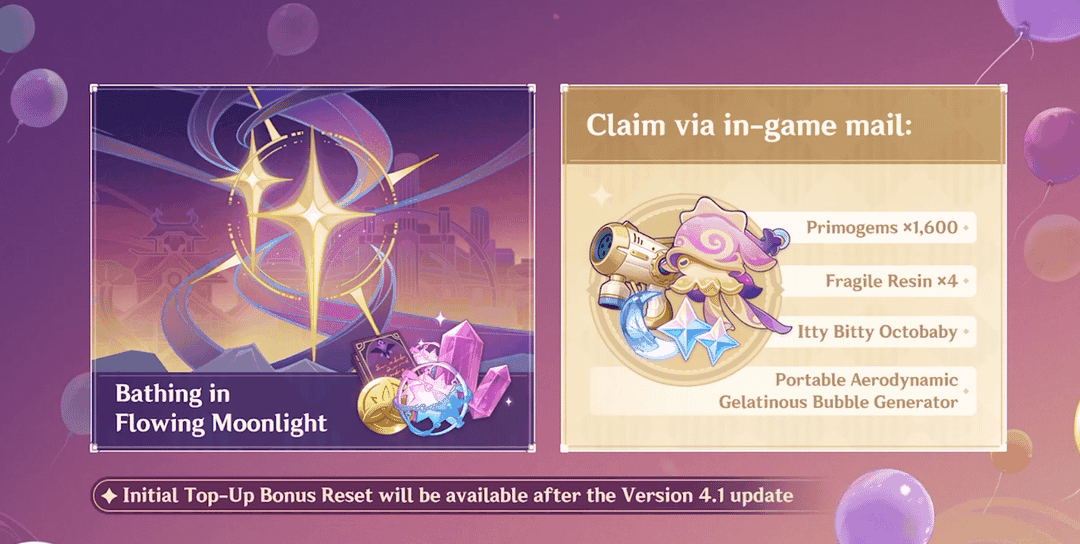 Genshin Impact Snowveil Season rewards screen displaying Primogems, Fates, and event-exclusive items