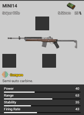 PUBG Mobile Mini-14 weapon statistics comparison showing damage and velocity improvements in 4.2 beta