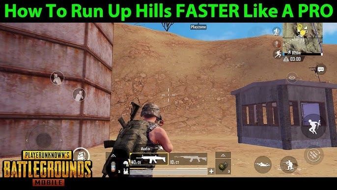 PUBG Mobile basic window climbing technique demonstration showing player approach angle and jump sequence