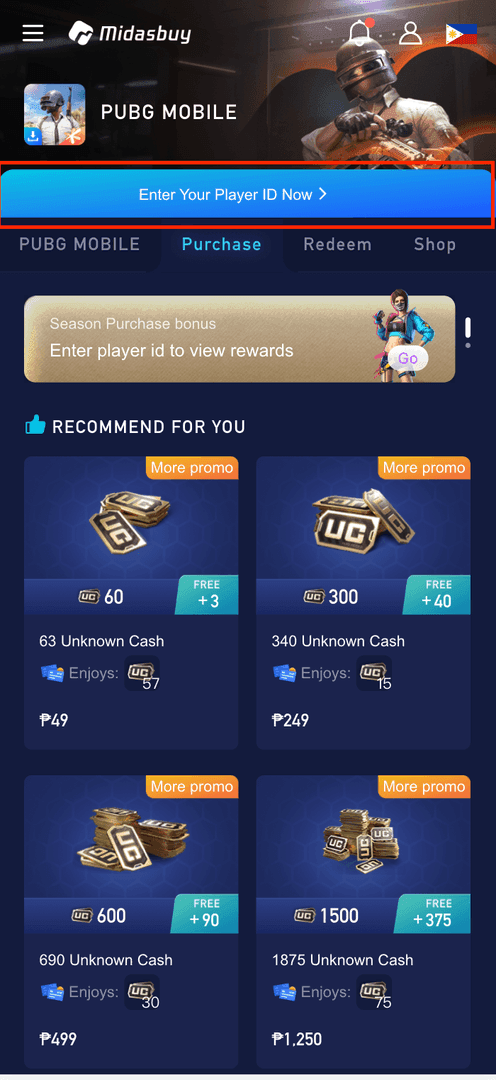 Oficjalny cennik UC na platformie Midasbuy dla Polski