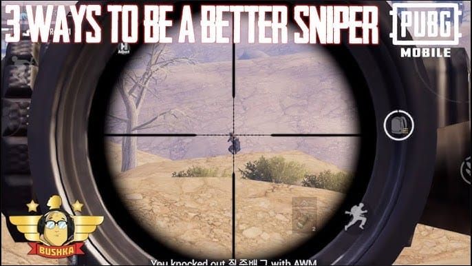 Widok przez celownik 8x podczas używania snajperki w PUBG Mobile z optymalnymi ustawieniami czułości