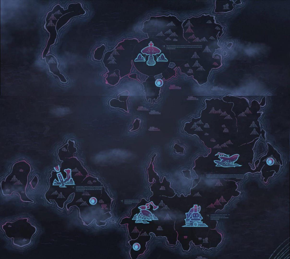 원신 6.1 버전 노드크라이 지역 전체 지도 - 히시, 렘포, 나샤, 파하 섬 위치 표시