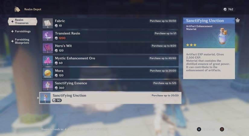 Genshin Impact artifact enhancement screen showing main stats and substat evaluation