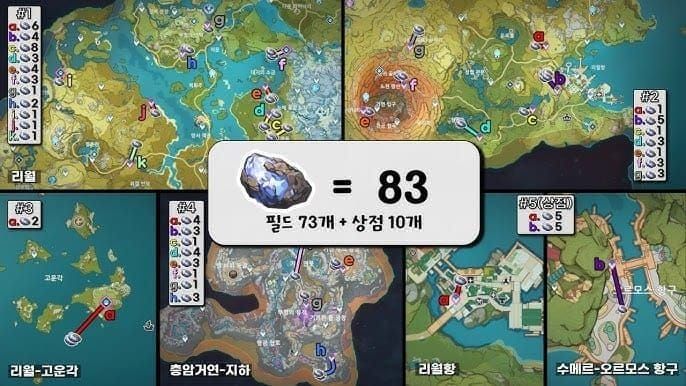 원신 적룡의 장 4가지 생략 루트 비교표