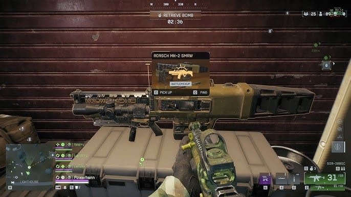 Delta Force Rorsch Mk2 S-Tier bodyshot build attachments including extended barrel, optic, magazine, grip, stock, and muzzle