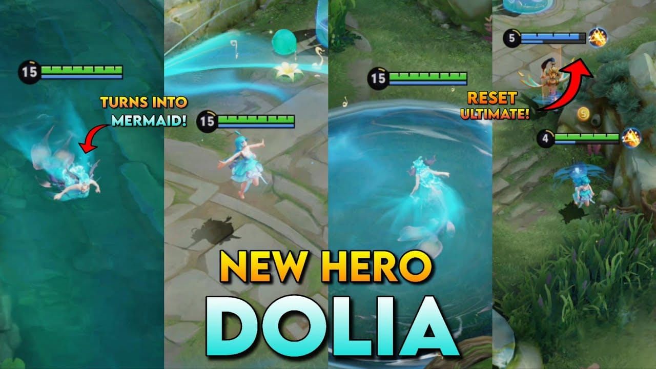 Honor of Kings Dolia skill kit guide illustrating Ode waves, Wavebreaker healing, and CC effects
