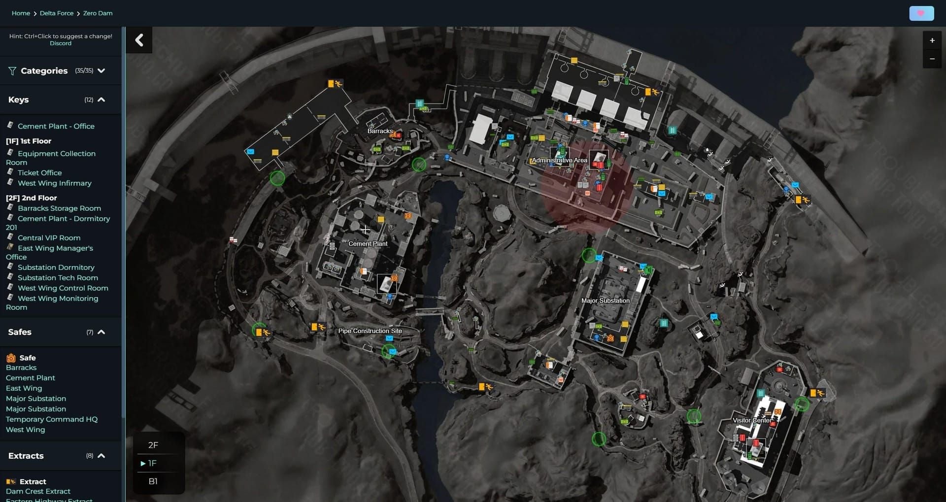 Delta Force Northern Highlands map showing Peace Apples farming route from Checkpoint Alpha via communications tower and industrial complex