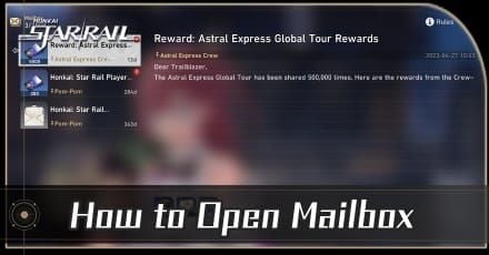 Honkai Star Rail pause menu with mail envelope icon highlighted for accessing compensation rewards